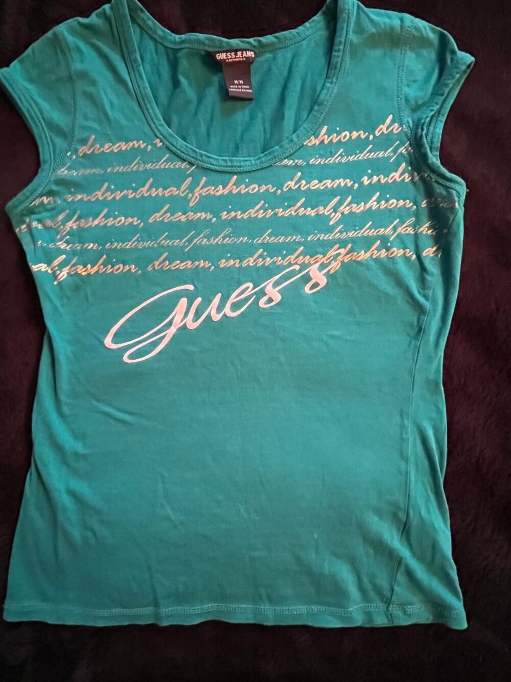 *Rare! Vintage Y2K Guess cap sleeve graphic tee Small